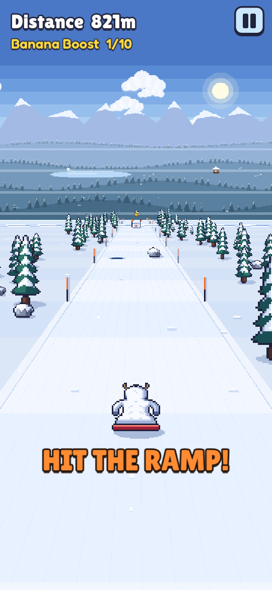 Oh Yeti! gameplay with a ramp ahead
